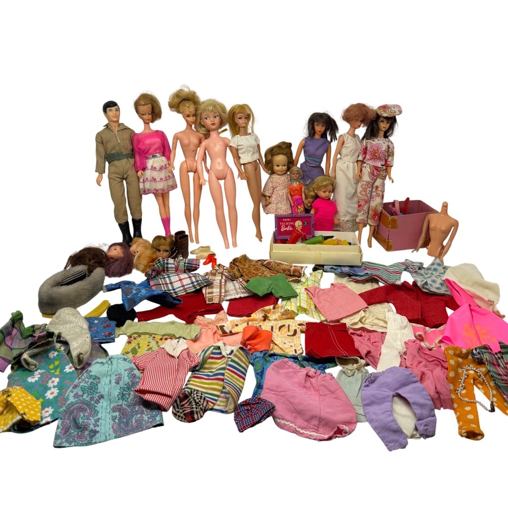 Vintage 1960s Fashion Doll Lot Barbie Dolls Clothes Shoes Accessories Cases